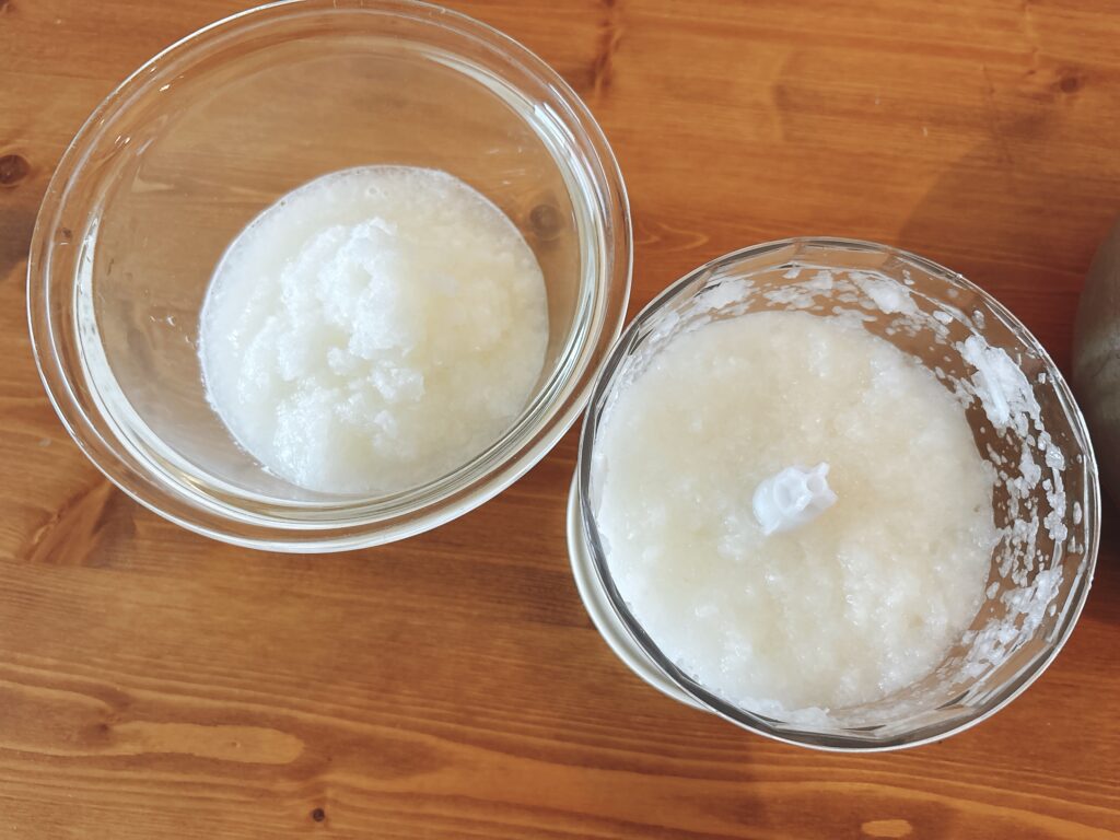 攪拌した玉ねぎ